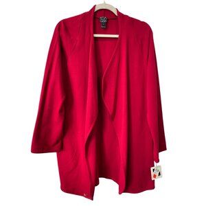 Clara Sunwoo Open Front Cardigan Size Large Long Sleeve Cozy Red Polyester NEW